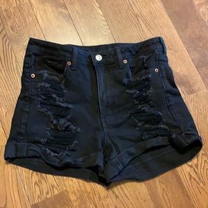 Black distressed American Eagle mom shorts